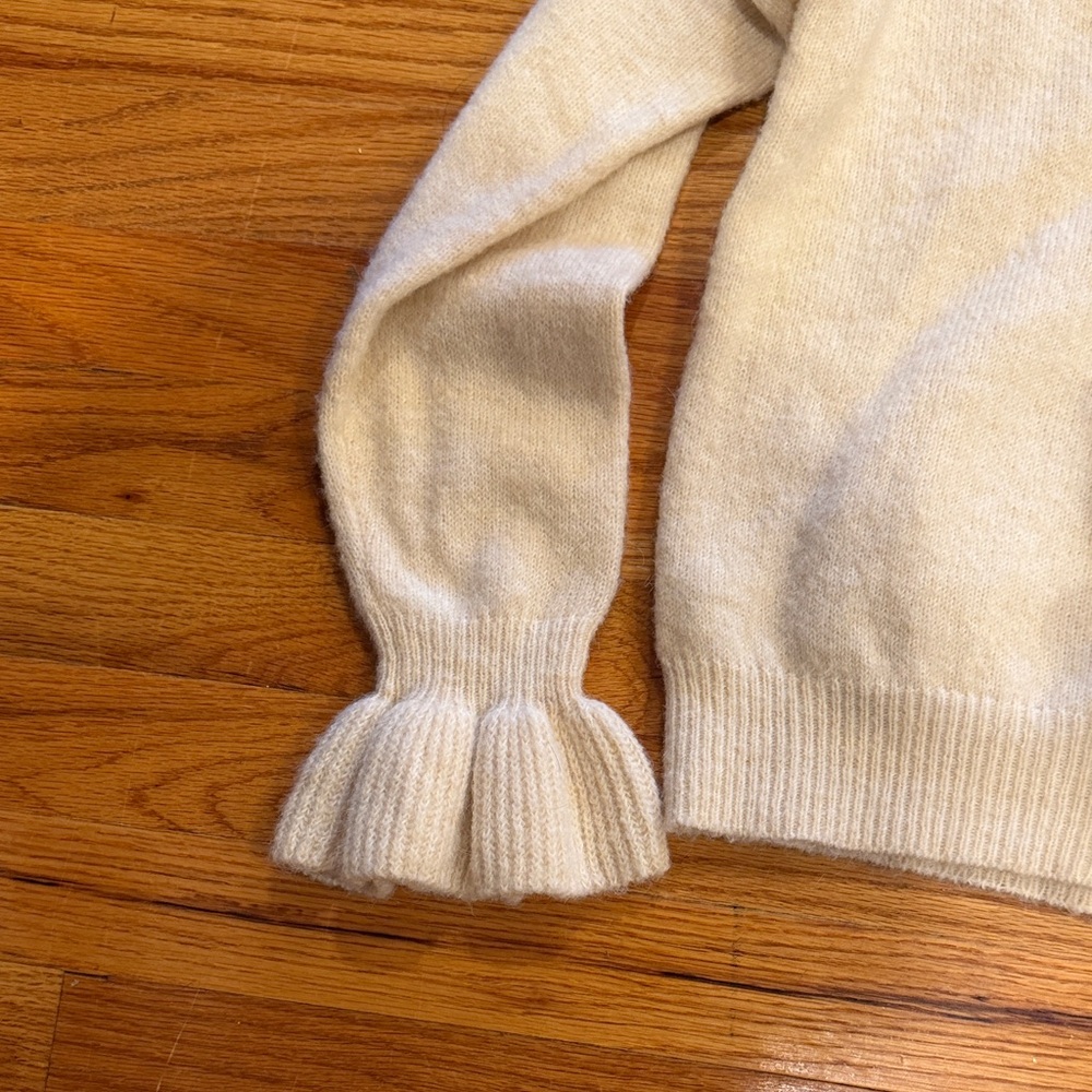 Charming Charlie Cream Ruffled V-Neck Sweater - Picture 3 of 6